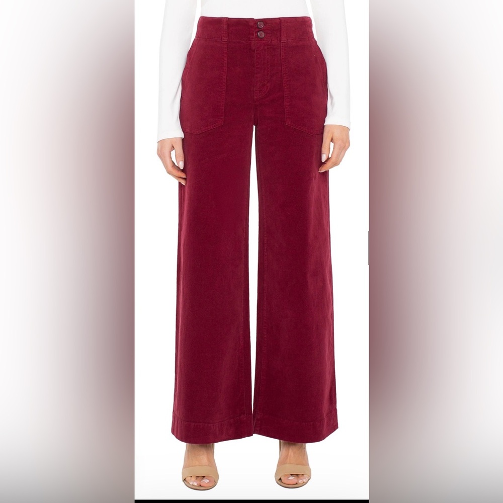Liverpool Women’s Cabernet Red Corduroy Wide Leg Pants